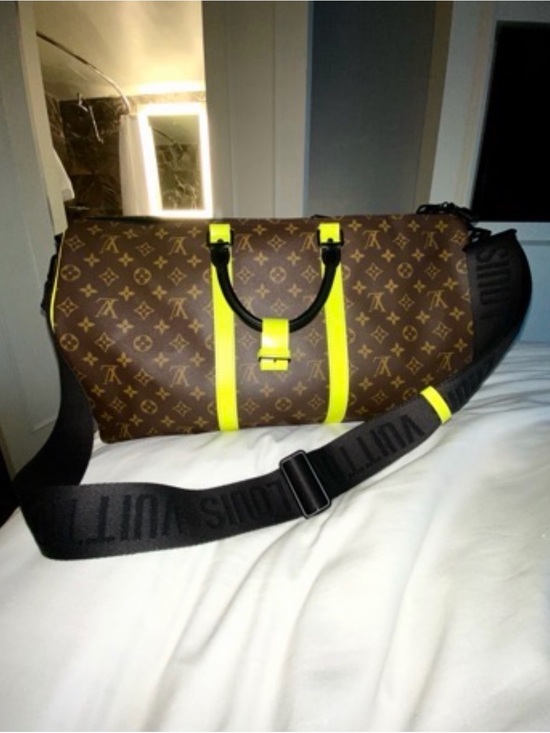 Louis Vuitton Other - Louis Vuitton Brown Monogram Duffel with Neon Yellow Accents